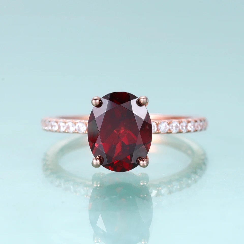 Gem's Balet Vintage Oval Red Garnet Stonka zásnubný prsteň 925