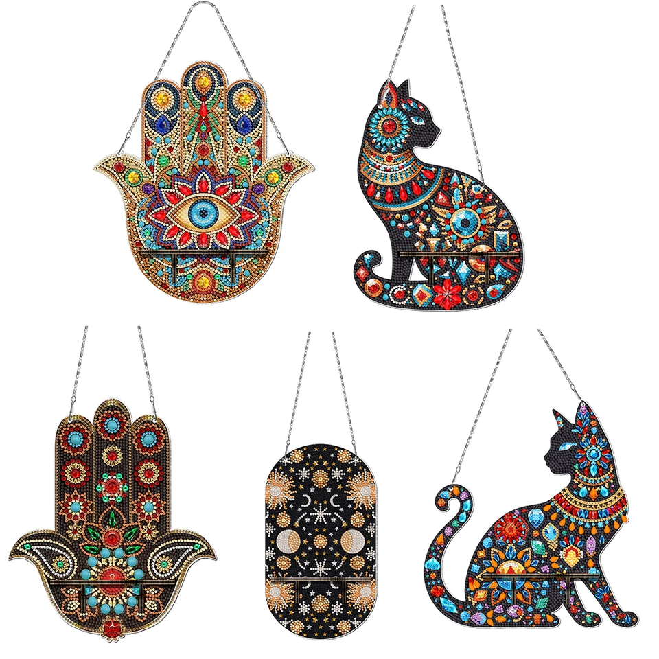 Gemstone Black Cat 5D DIY Diamond Painting Dots prívesok s diamantovými maľbami Diamant