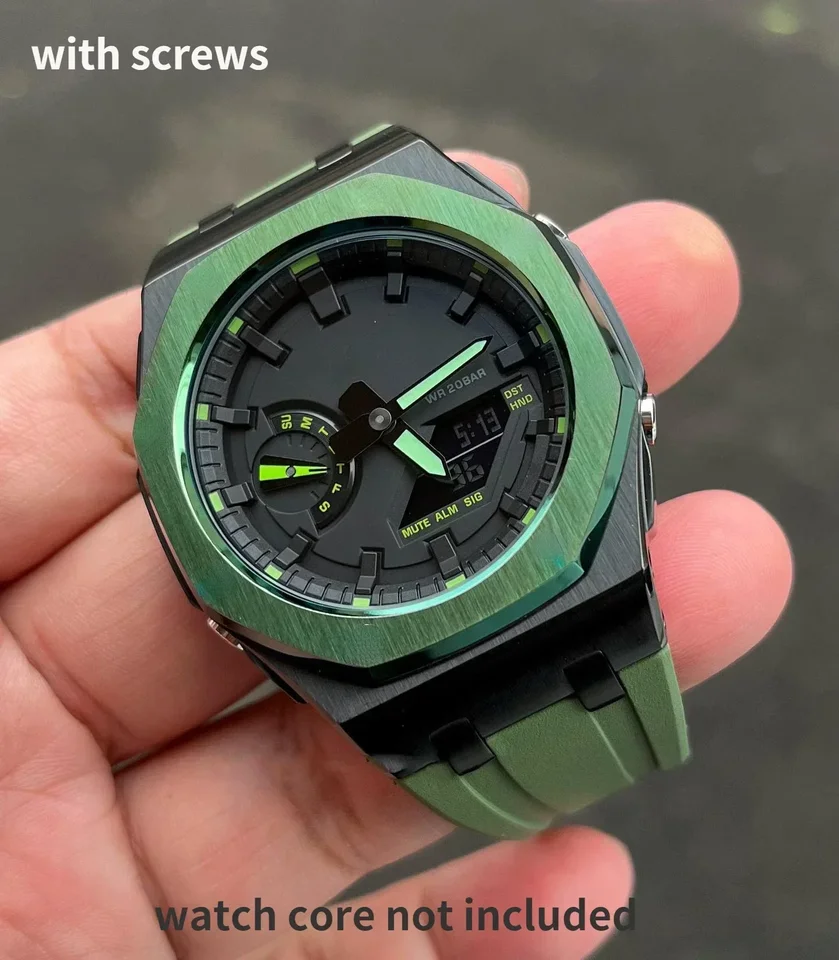 GEN4 GA2100 GAB2100 CASIOAK MOD Modifikačný rámec Kovový puzdro Rám pre GA2110 kovový gumový remienok