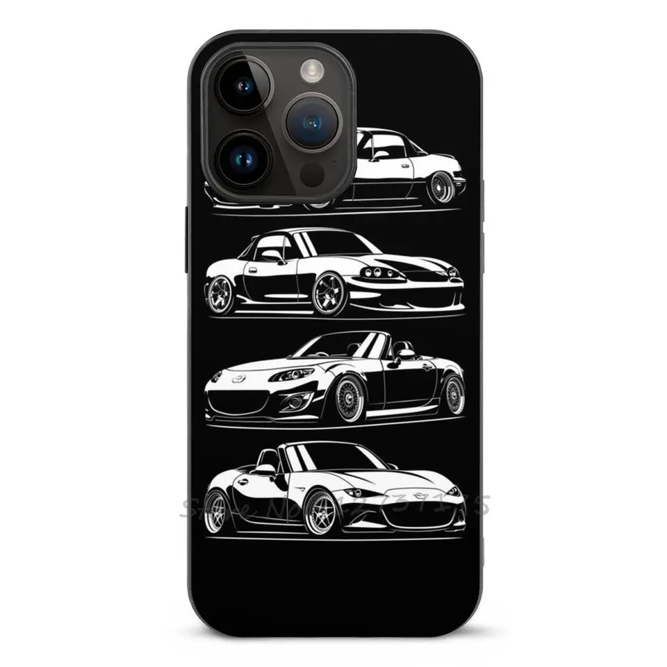 Generácie. MX5 Miata Temperované sklo puzdro pre iPhone 16 15 14 13 12 11 Pro Max Mini Plus xr 8 7 kryt pre bezdrôtové nabíjanie automobilov