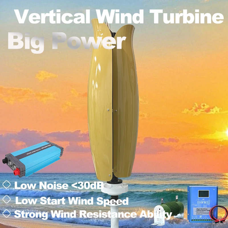 Generátor energie veterných turbín Maglev 12V 24V 48 V Power 8000W 10000W Alternatívny hybridný ovládač MPPT Home 220V menič