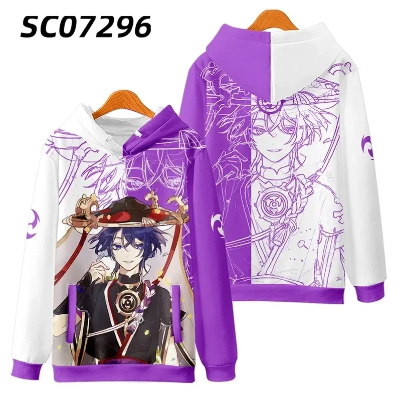 Genshin Impact 3D tlač zips Up mikina Ženy Men Grafická mikina Streetwear Hip Hop Scaramouche Cosplay zips s kapucňou s kapucňou