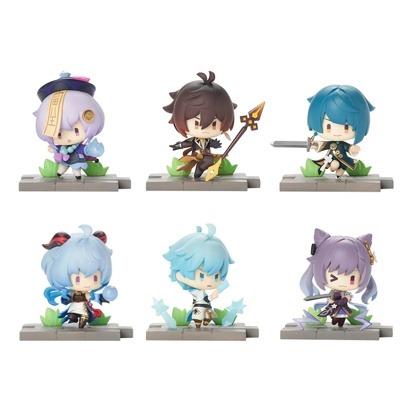 Genshin Impact Anime postava Battlefield Heroes Zhongli liyue Keqing Qiqi Chongyun Collectible Model kawaii Doll Hračky darčeky deti