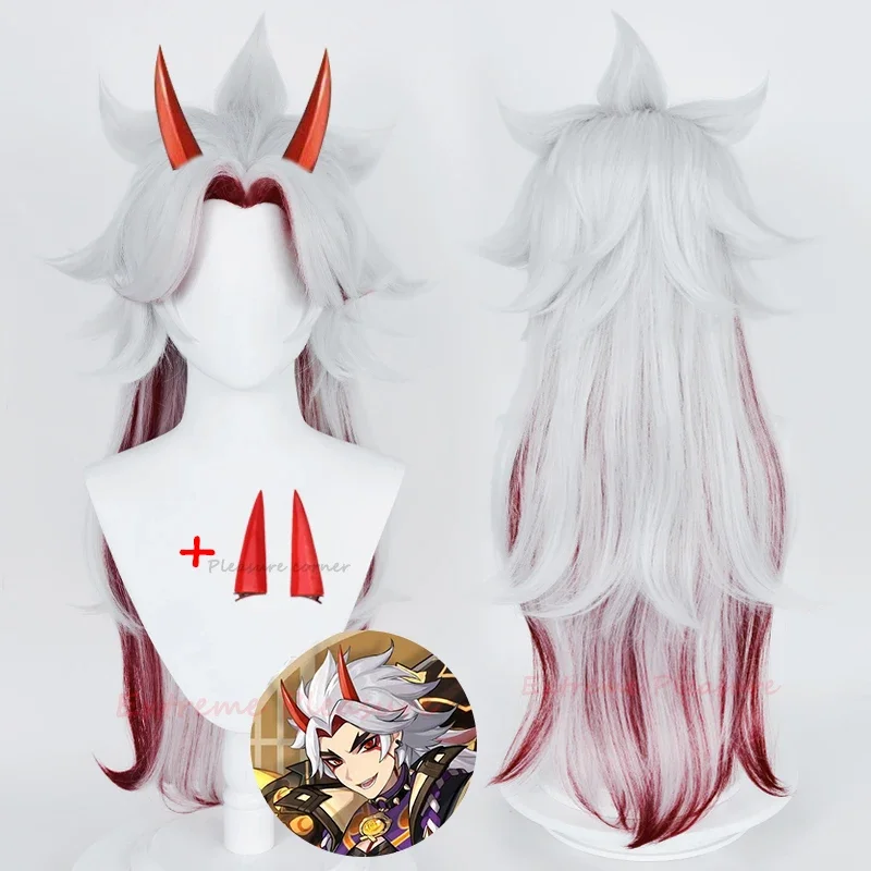 Genshin Impact arataki itto cosplay parochňové doplnky pre parochňu odolné voči tepelne vpredu anime parochňou arataki na roh xr1816