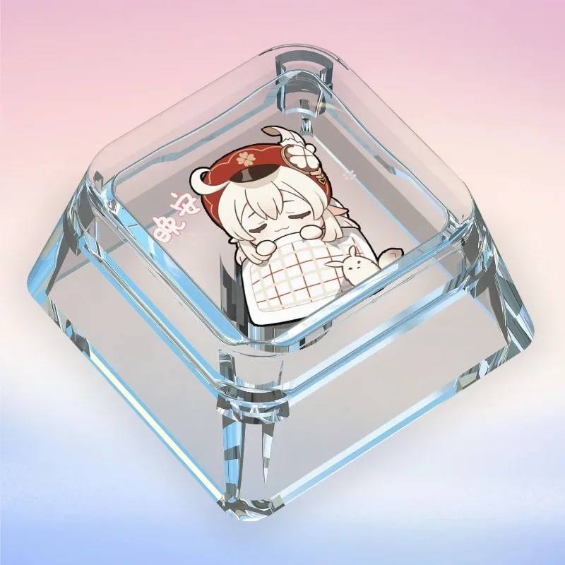 Genshin Impact Cartoon Anime Periférna krížová os jedno osobný personalizovaný priehľadný počítač Keycap roztomilý Goodnight Raiden Shogun Keqing