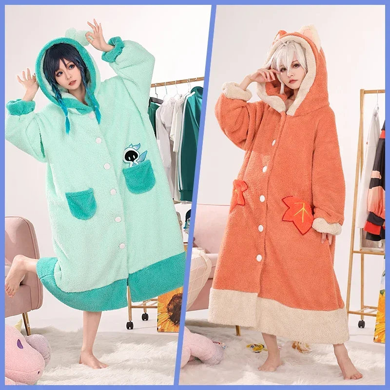 Genshin Impact Cosplay pyžamy plyšové pyžamy kaedehara kazuha/venti/tartaglia/xiao/zhongli cosplay oblečenie super hrubé nočný klub