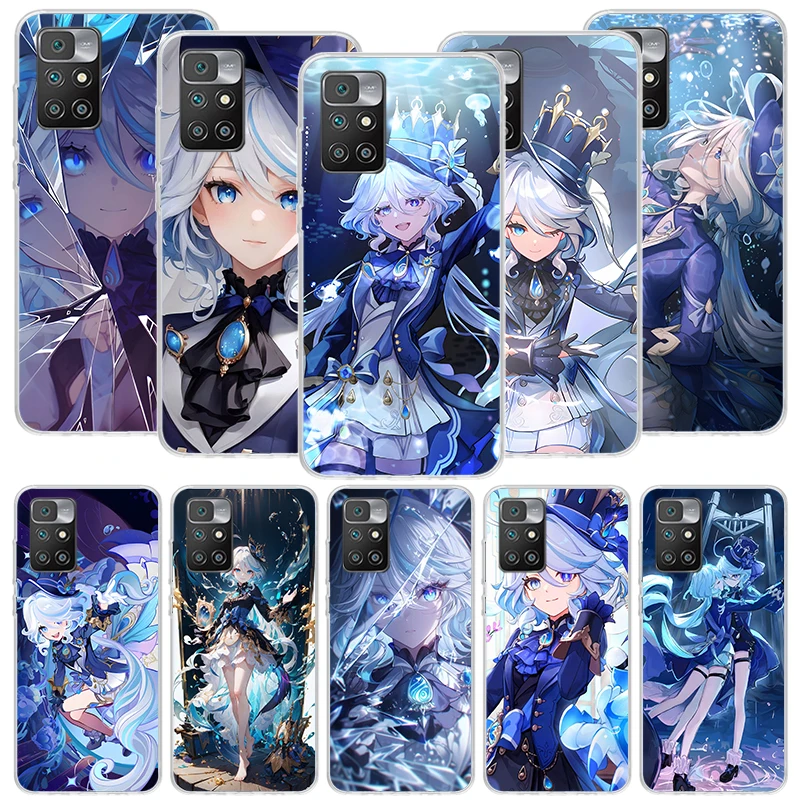 Genshin Impact Furina Telefon Case pre Xiaomi Redmi 12 12C 10 10c 9 9C 9a 9t 8a 8a 7a 7 6a 6 Pro K70 K60 K40 K20 S2 Cover Coque Coque Coque