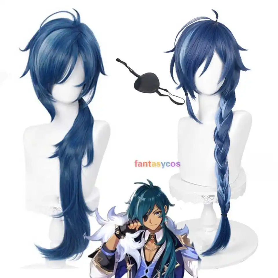 Genshin Impact Kaeya Cosplay parochňa 80 cm dlhá modrá parochňa Cosplay anime cosplay parochne parochne odolné voči tepelne syntetické parochne Halloween role