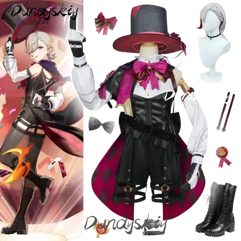 Genshin Impact Lyney Cosplay Event Costy Set Wig Shoe kúzelníky klobúky Games Anime Roleplay Obliekanie párty kostýmy Party
