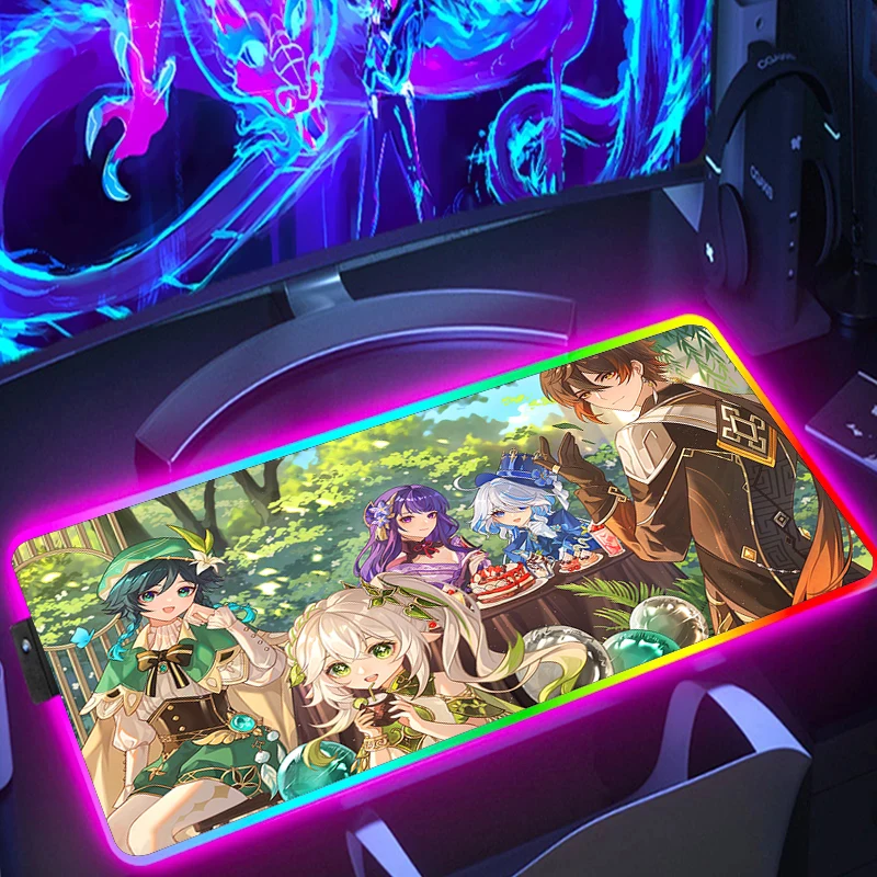 Genshin Impact Mouse Pad RGB Luminát 900x400 mm Veľká stolová podložka šifrovaná protišmyk
