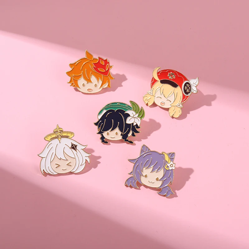 Genshin Impact Smalt Pins Chibi Tartaglia klee paimon venti keqing brošová hra klopne odznak anime šperky darčekový ventilátor veľkoobchod