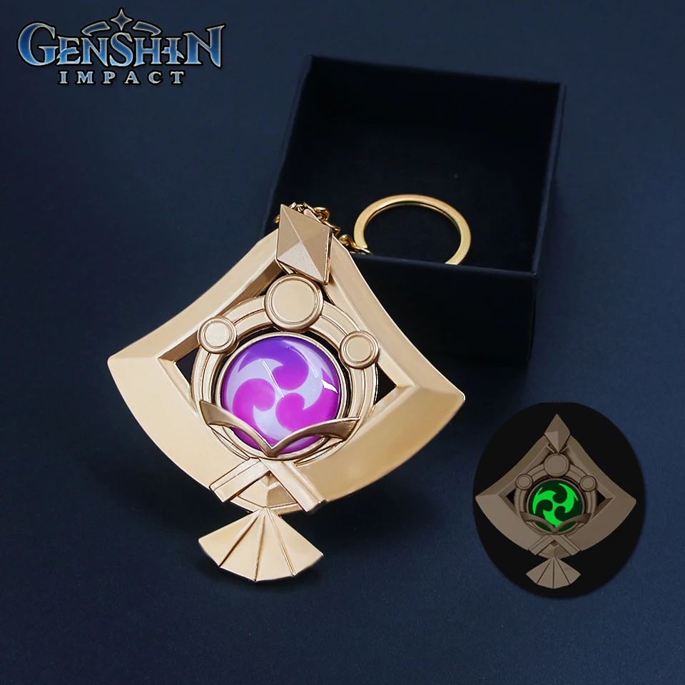 Genshin Impact Yae Miko Electro Vision Keychain Veľká veľkosť Luminárová obojstranná prívesok