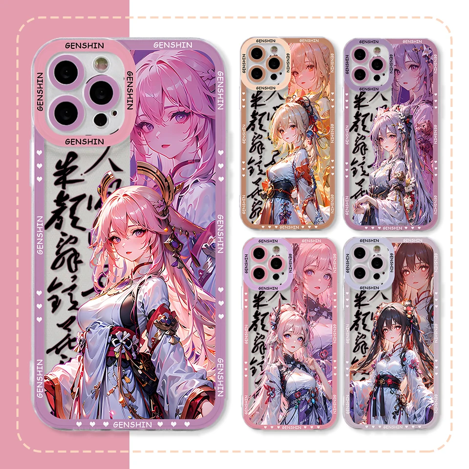 GENSHIN MIKO YOIMIYA KEQING PASY PASY PRE OPPO Realme C67 C65 C63 C55 C53 C35 12 10 9 8i 8 7 Pro Plus 4G 5G Border Tlačový kryt