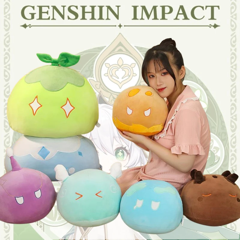 Genshin Slime Plush Hád vankúš Cute Anime Slime Slimed Cushion Soft Genshin náraz dekoratívny hodenie vankúš