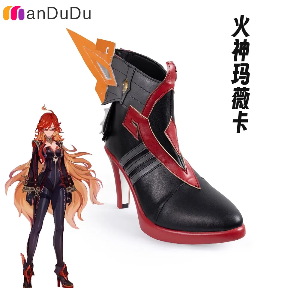 Genshinimpact mavaika pyro archon cosplay topánky komiks anime halloween party hra cosplay topánky prop