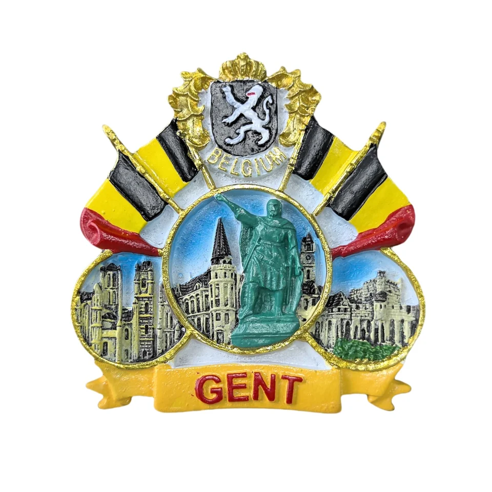 Gent Belgicko 3D chladnička magnet suvenír darček, ručne vyrábaný živici Gent Chladnička magnetu Home Dekoration Zbierka