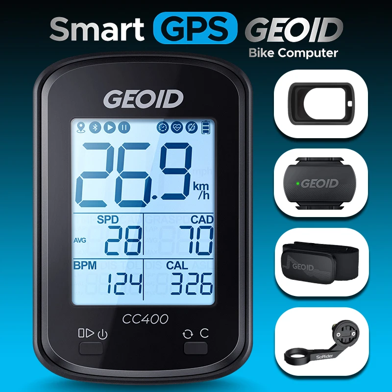 Geoid CC300 CC400 Bicykel GPS Bicycle počítač bezdrôtový rýchlomer nepremokavý cyklistický cyklus cyklus pre obrazovku FSTN 1.9