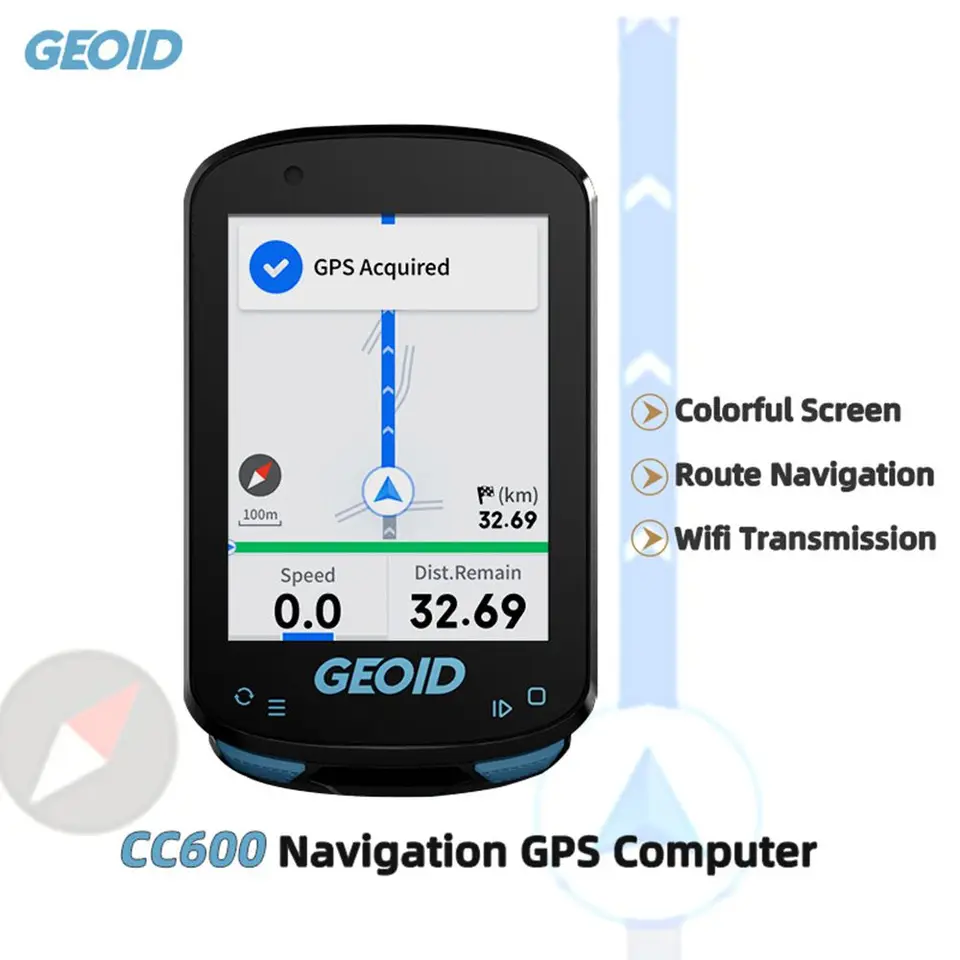 Geoid CC600 Cyklistický počítač, inteligentná navigácia, GPS, bezdrôtový bicykel, Bluetooth, Wiant, Cyklovanie kilometrov kilometrov