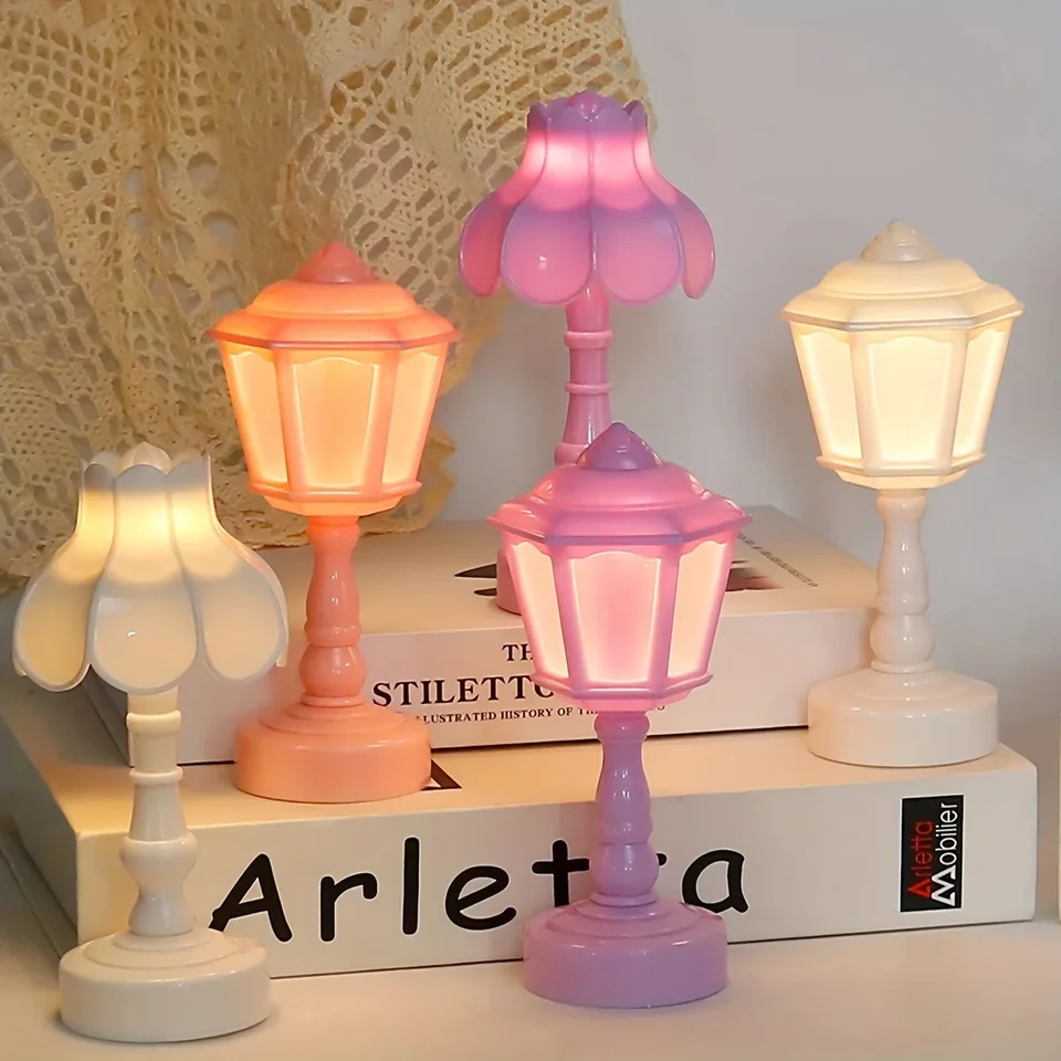 Geometrické kvetinové gombíky s gombíkom batérie LED stolové lampy Desk Night for Bedroom dotyk dotyk nočné svetlo jednoduché moderné dekorácie