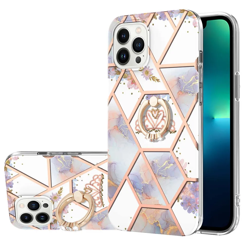 Geometrický IMD zostrihový mramorový prsteň pre iPhone 15/15 Pro/15 Plus/15 Pro Max