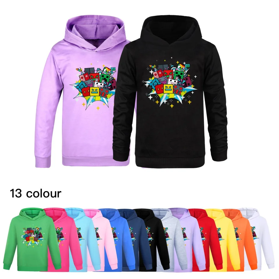Geometry Dash Clothes Kids Cartoon s kapucňou mikina detské chlapci mikiny batoľa dievčatá vonkajšie oblečenie detské módne kabáty