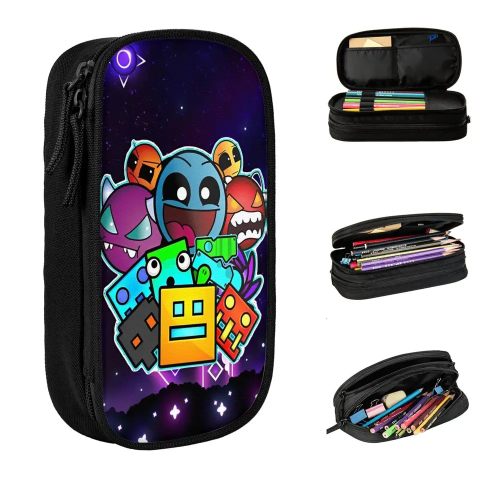 Geometry Dash Game Cencil Case Geometric Dash CencilCases Pen Box pre študenta veľké skladovacie vrecká kancelárske zips