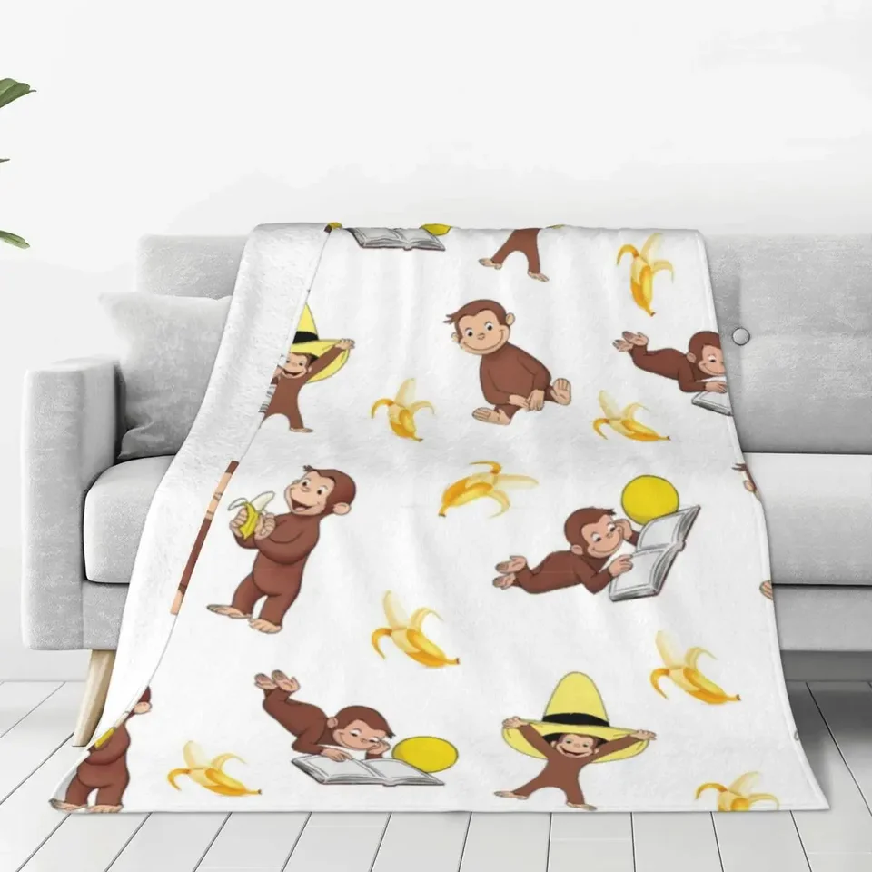 George The Curious Monkey Deaket Velvet Cartoon for Kids televízny seriál ľahké prikrývky na domáce gaučové posteľné koberce