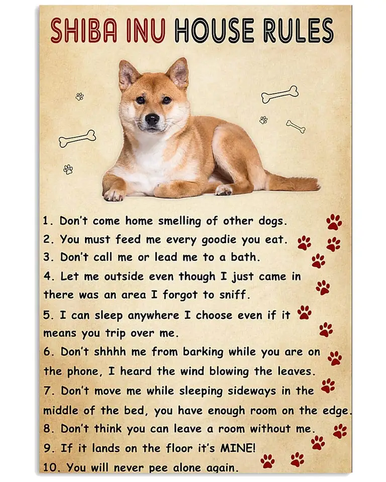 Geuuki Metal Sign Sign Shiba Inu House Rules Sign Vintage Signs retro hliníkový plech