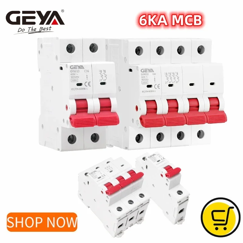 Geya Gym10 6KA MCB 1P 2P 3P 4P 6A 10A 16A 20A 25A 32A 40A 50A 63A istič 230V 400V C Curve CE CB Schválené nové