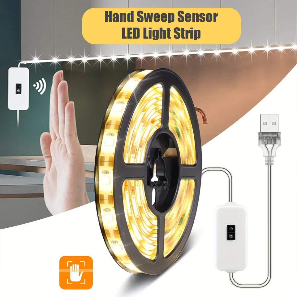 Ggbingo 3m LED pásik LED Svetlá ruka zametací senzor 5V USB 2835 podsvietenie LED TV Kuchyňa pod kabinetom lampa pre domácu výzdobu