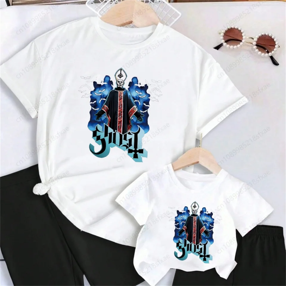 Ghost Band Heavy Metal Hudobná skupina Prevalent Kid Cute T košeľa pre rodinné deti Krátke rukávy oblečenie vtipné karikatúry Tshirt Tshirt