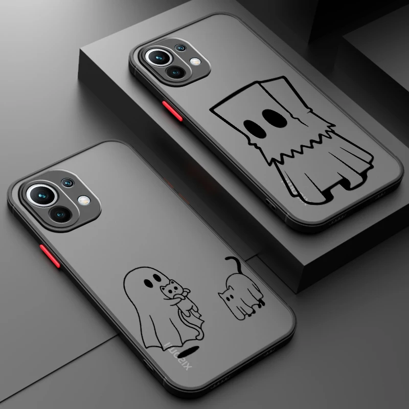 Ghost Cute Cartoon Osobnosť zamrznutý priesvitný pre Xiaomi mi 13 12 12t 11t 11i 10t 10 9t Pro Lite Ultra 5G Matte
