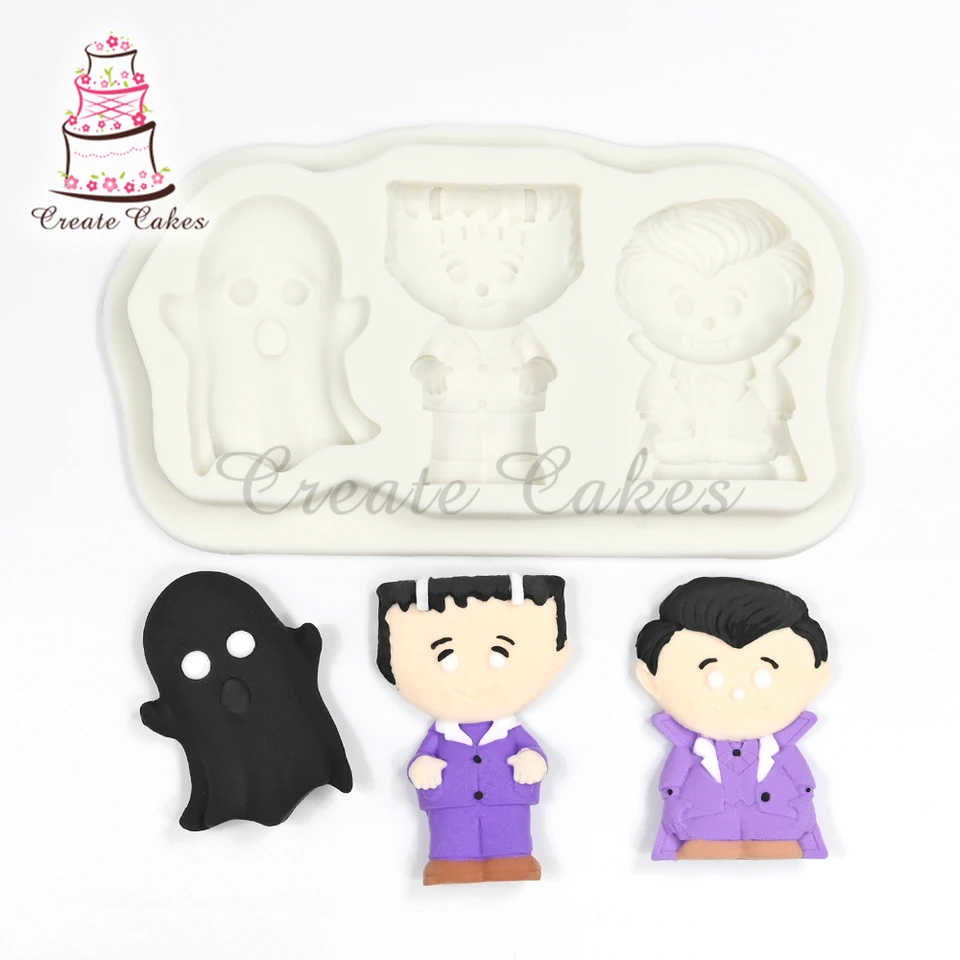 Ghost Elf Silikónová forma Halloween Cake Border Cupcake Fondant Cake Deskoting Nástroje Candy Clay Chocolate Gumpaste Folmy