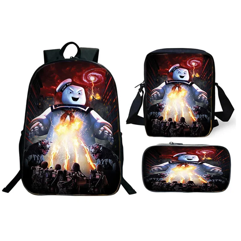 Ghostbusters 3D tlač pre deti batoh 3ks set detí študent knihabag Teenagers Boys Girl Anime Rucksack Mochila Halloween Darčeky