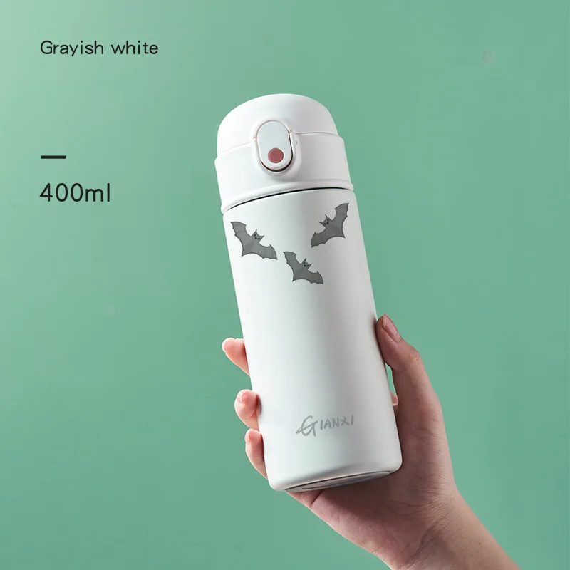 Gianxi 304 z nehrdzavejúcej ocele Thermos Cup Halloween Home Party Bat Pattern Denne kliknutím Otvorené veko zapečatené Neprestrag perlieve pohár