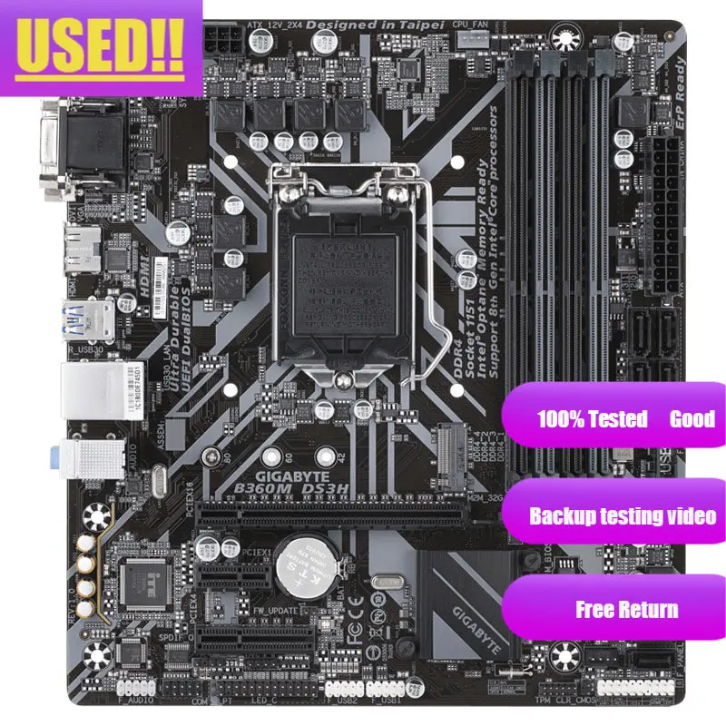 Gigabyte B360M DS3H Originálny LGA 1151 DDR4 B360 Desktopový počítač základné dosky