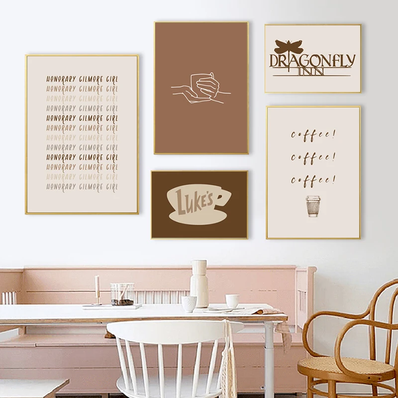 Gilmore Girls inšpirované minimálne nástenné obrázky Luke's Diner Stars Hollow Dragonfly Inn Canvas Art výtlačky moderná obývacia izba dekor