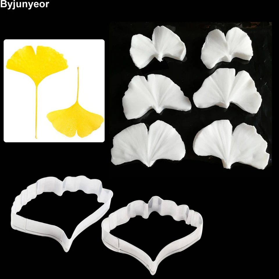 Ginkgo Listy Žiléri Silikónové formy Fondant Gumpaste Clay Water Paper Deskotovacie náradie, Cukorcové rezačky CS266
