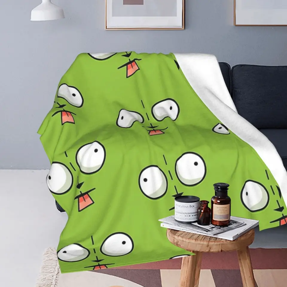 GIR Face - Invader Zim Cartoon Dride Delate Soft Warm Flanel Hrot Deka podstielky do postele obývacia izba piknik cestovať domov gauč