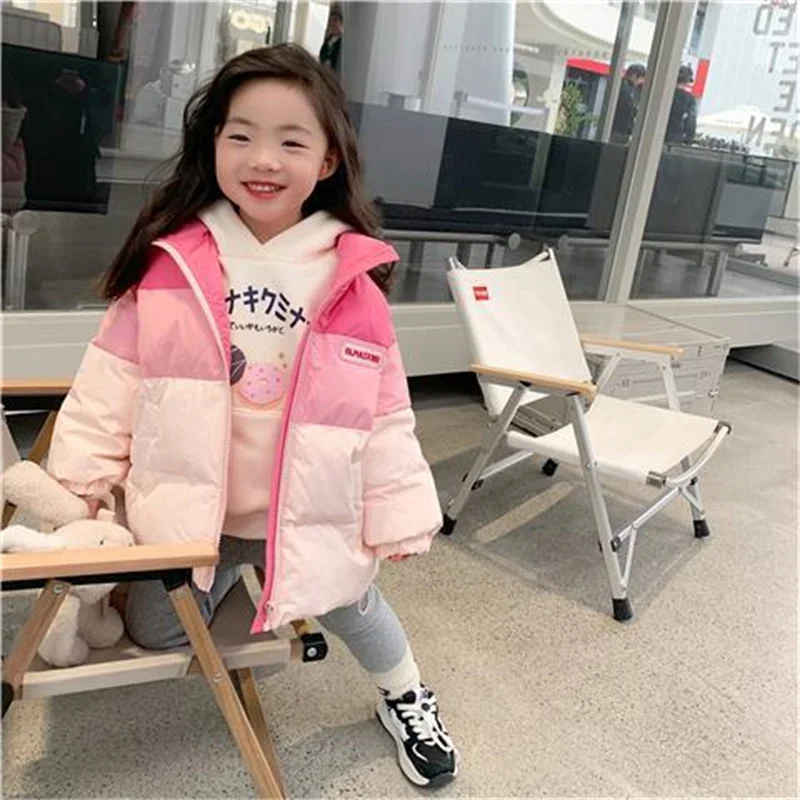 Girls Down Coat bunda bavlnené veterné break Outwear 2023 Perfect Warm Plus zahusťované zamatové zimné lyžiarske školské detské detské oblečenie