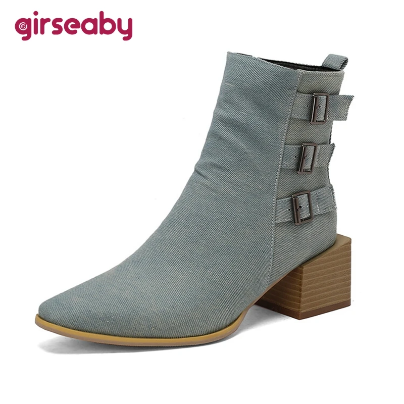 Girseaby ženy nové špicaté topánky Toe topánky 5,5 cm hrubé štvorcové podpätky Koža Koža veľká veľkosť US17 45 46 48 50 Čierna žltá