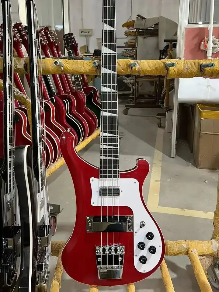 Gitara Rick 4003, basová gitara, teleso basov, priehľadná červená farba, Rosewood Fretboard, 4 struny