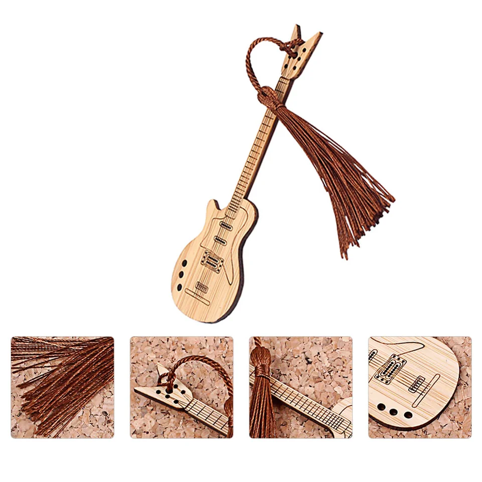 Gitara tvar bambusu záložka Kreatívna kniha Značka dekorácia bambus Page-Marker Guitar Shat Bookmark Dekorácia záložka záložka