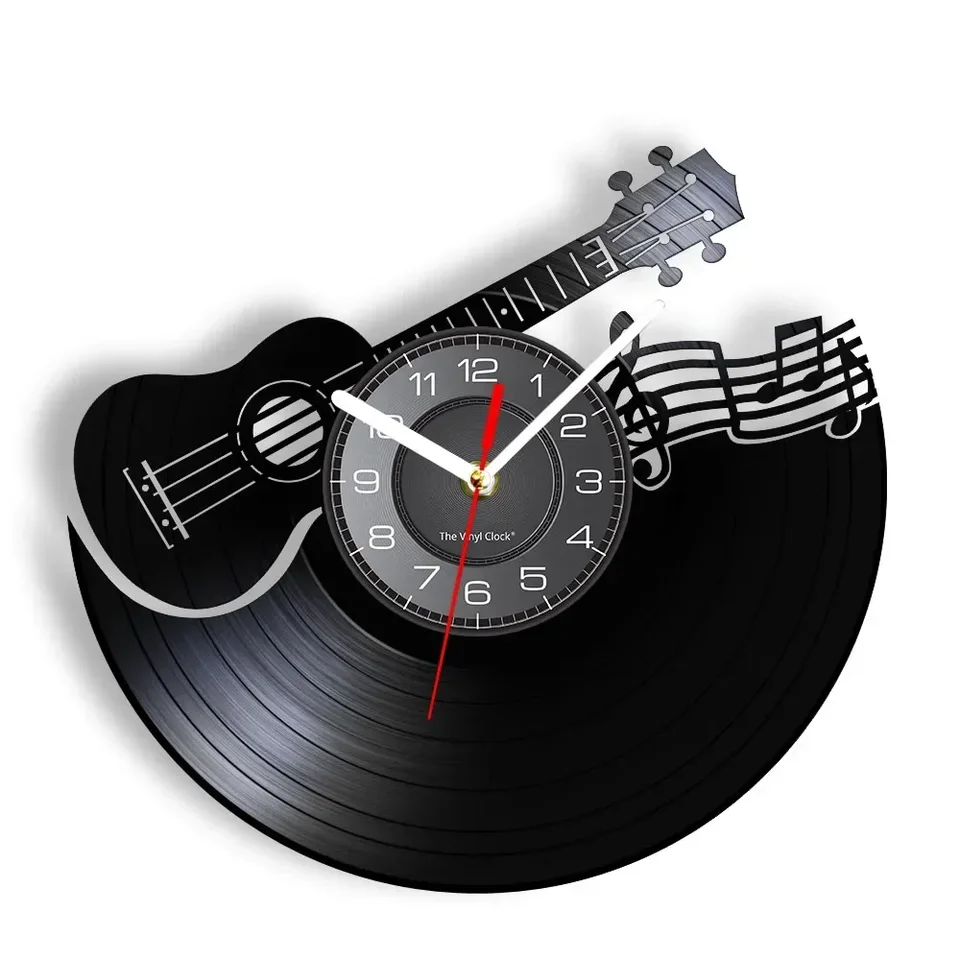 Gitarová hudba vinylové záznamy nástenné hodiny 3D prístrojové skóre nástenné hodinky s LED diaľkovým ovládaním rockových darčekových hodín