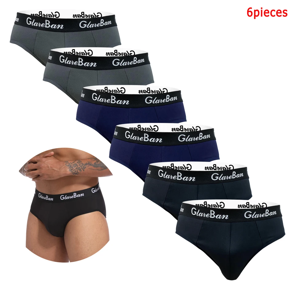 Glareban 6ks balenie sexy spodná bielizeň pre mužov briefs Polyester Comfort Comfort Pleast Pánske nohavičky