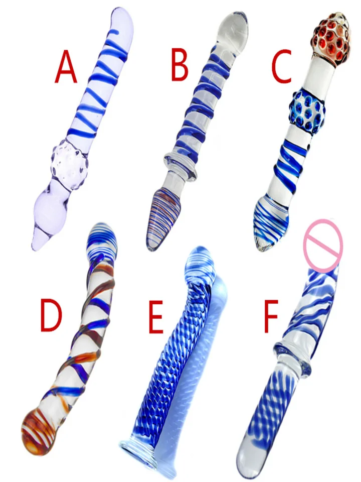 Glass Dildo Blue Dots Flower Shape Vaginal Anal Butt Plug Self Comfort Masturbator Sex Toys For Woman Toys For Adults