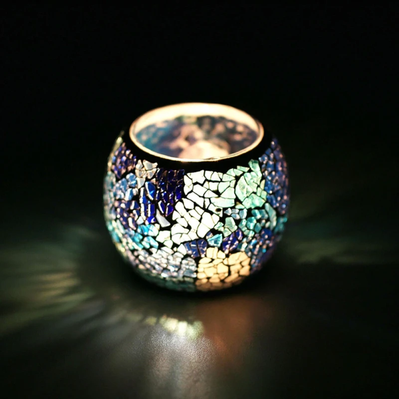 Glass Votive Sviečka držiak pre Tealight Romantican Mosaic Candle Bowl pre valentínsky večierok vianočný stolík stredobod