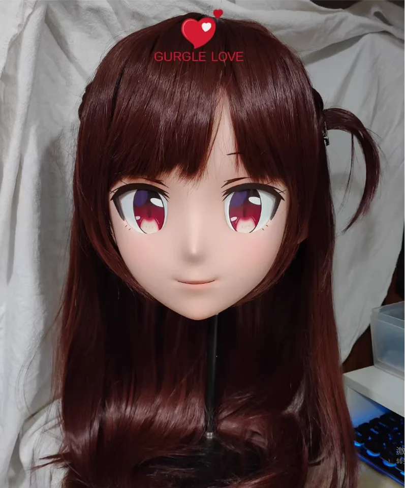(GLB0350) Prispôsobiť postavu Žena dievčenská živici Half Head Crossdress Cosplay japonská anime rola Kigurumi Mask s očami a parochňou