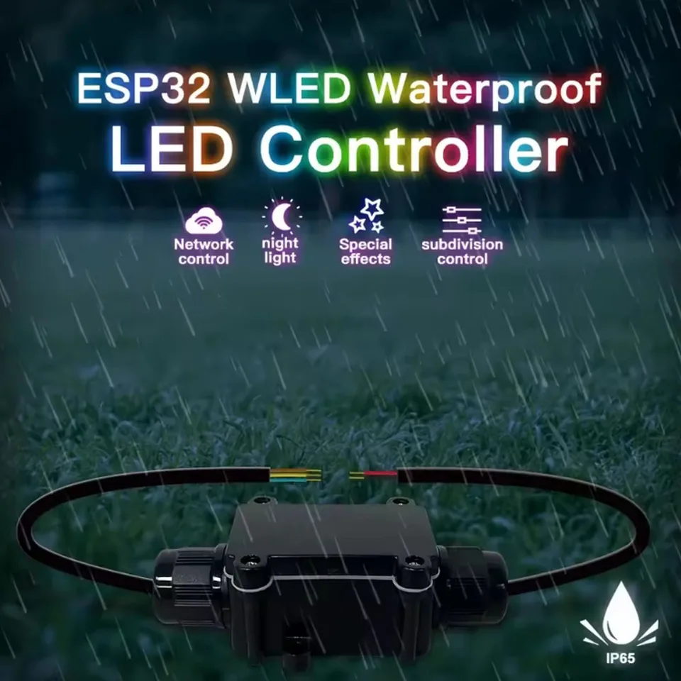 Gledopto ESP32 WLED CONLINGER IP65 Vodotesné dynamické svetlá DC5-24V LED RGB IC ic vonkajšie WiFi WS2811 WS2812 SK6812 WS2813 WS2815