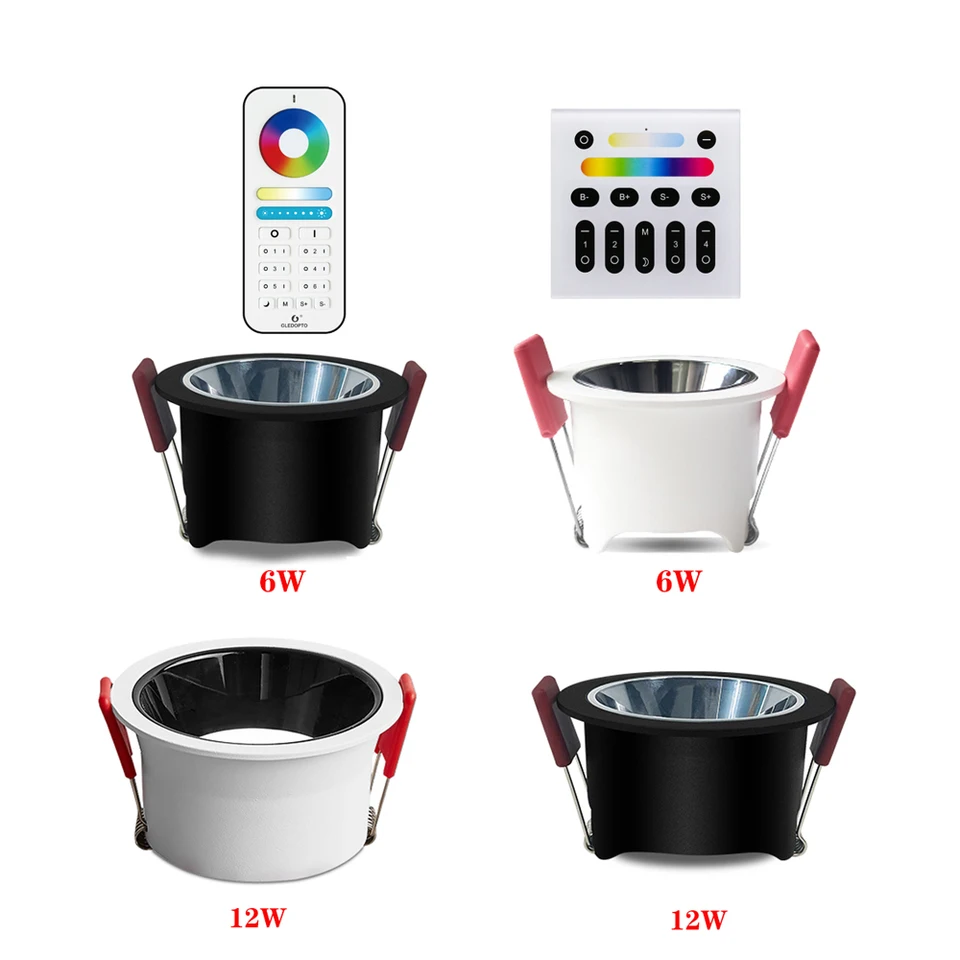 Gledopto Zigbee 3.0 6W 12W RGBCCT proti GLe-GLare LED stropné svetlo zapustené App